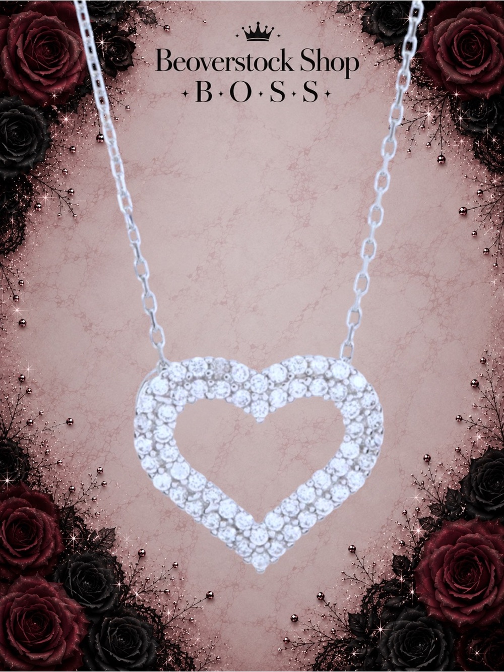 New NWT SUZY LEVIAN Sterling Silver Pave CZ Heart Pendant Necklace